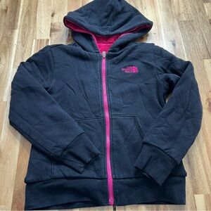 The North Face Girls Fleece Zip-Up Hoodie Pink & Black – Size M (10/12)